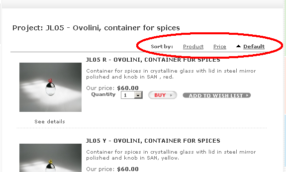 Ordinamento elementi SEF